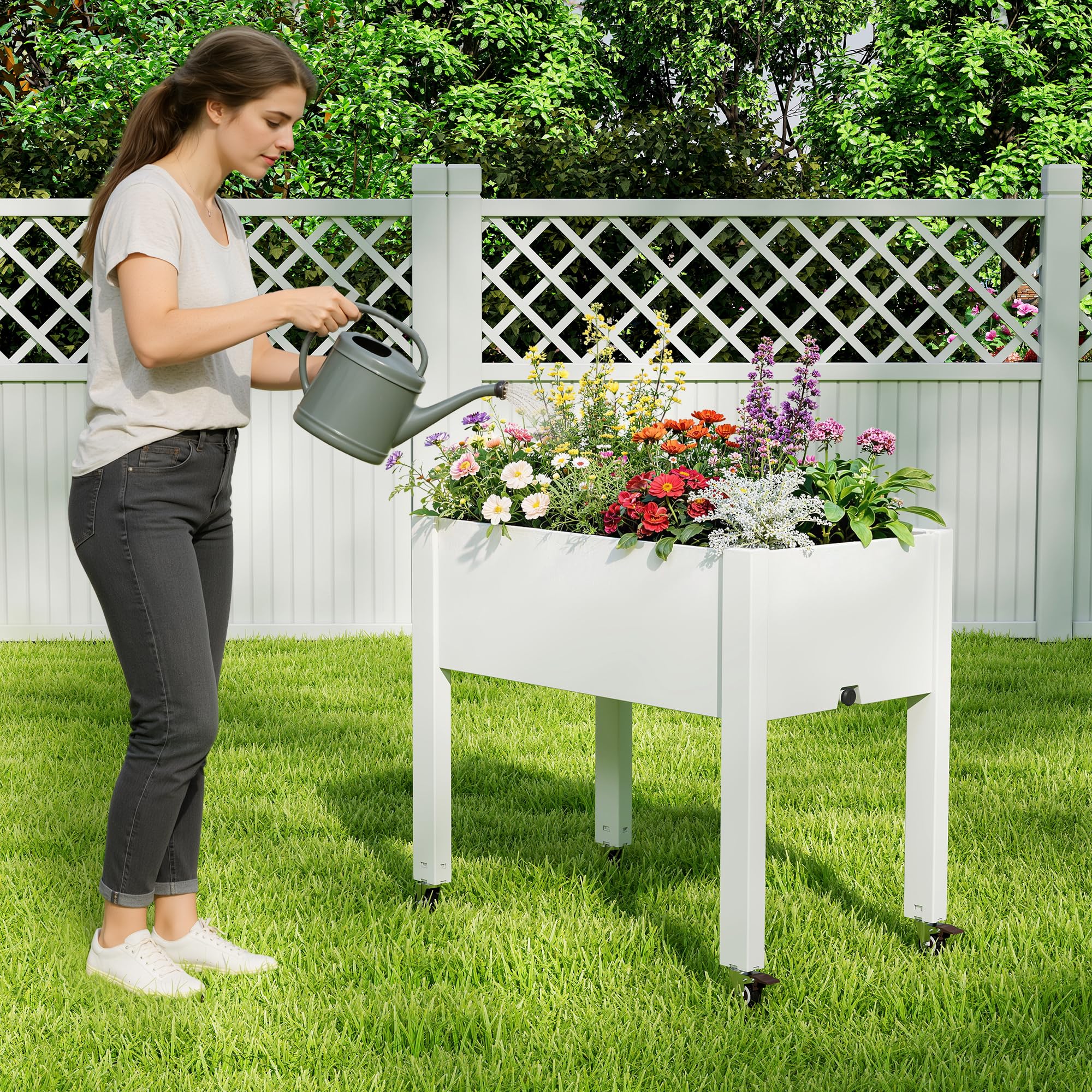 Elevated Garden Bed with Wheels - Easy Gardening! -6
