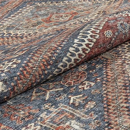 Miniatura 3 de Amesti - Alfombra tejida a máquina, lavable, diseño contemporáneo abstracto envejecido, estilo persa