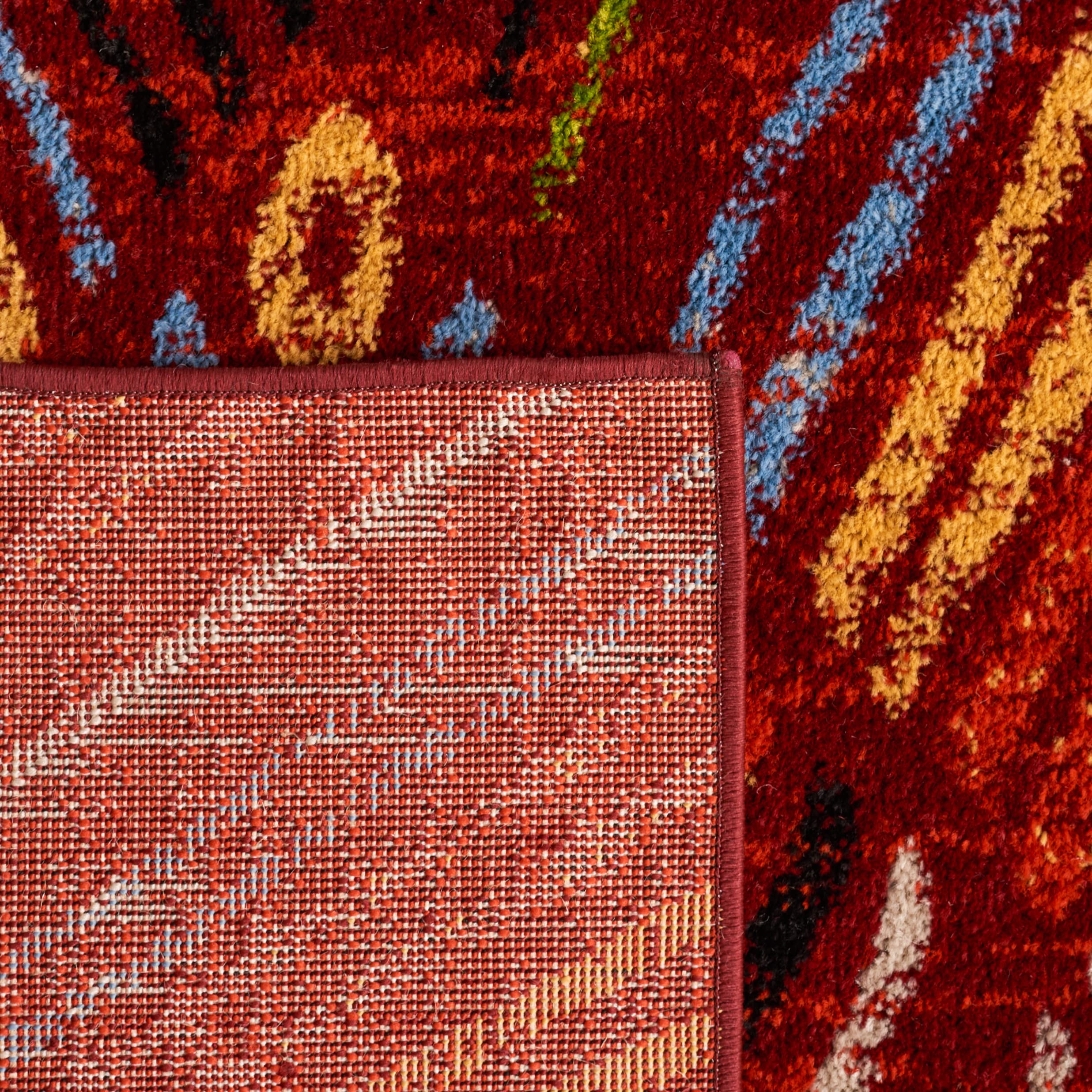 SAFAVIEH Amsterdam Collection Area Rug - 9' x 12', Red & Terracotta, Modern Design, Non-Shedding & Easy Care, Ideal for High Traffic Areas in Living