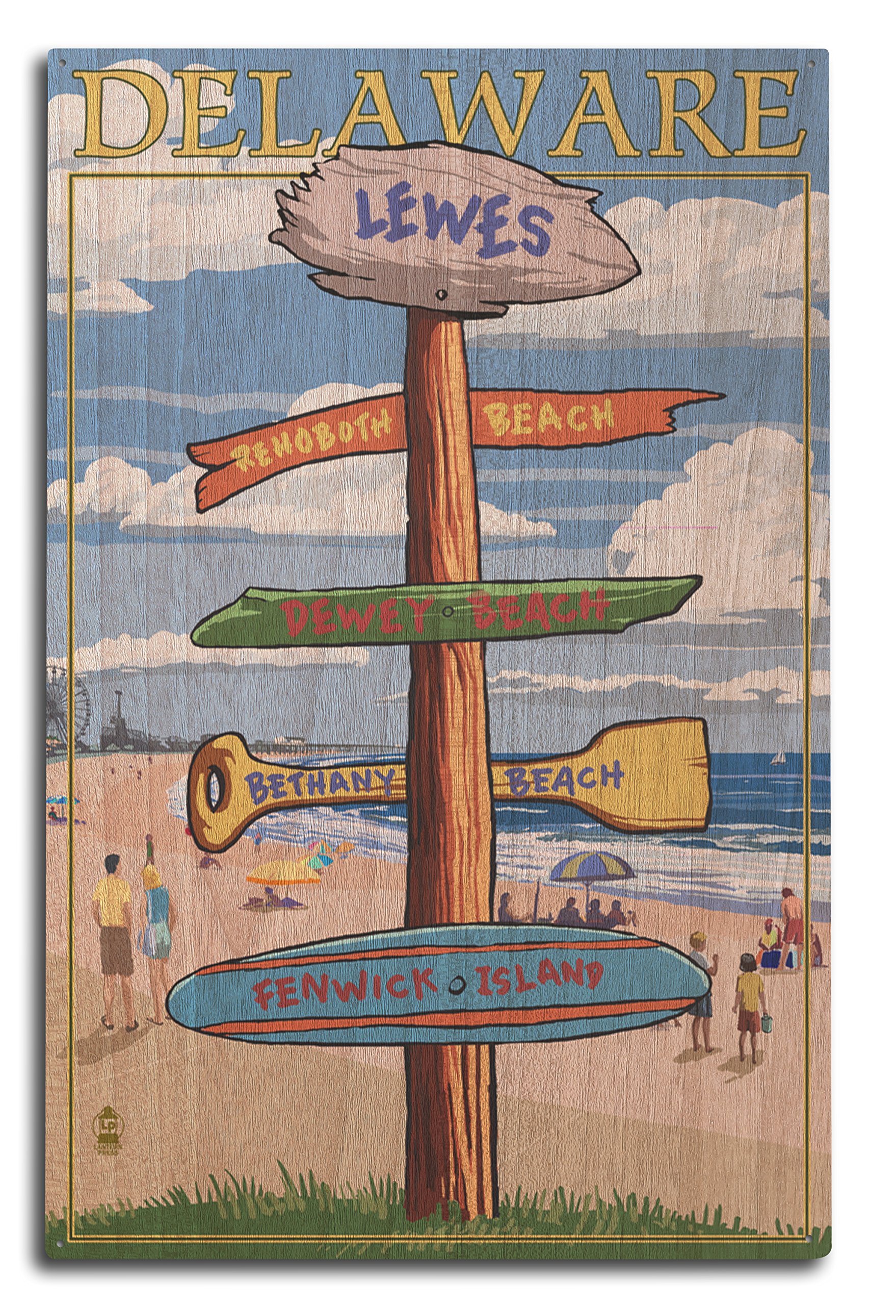 Lantern Press 10x15 Inch Wood Sign, Ready to Hang Wall Decor, Lewes, Delaware, Destinations Sign