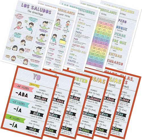 Miniatura 2 de Quarterhouse Juego de 11 póster de verbos en español y vocabulario para principiantes (juego H), materiales de aprendizaje en español para