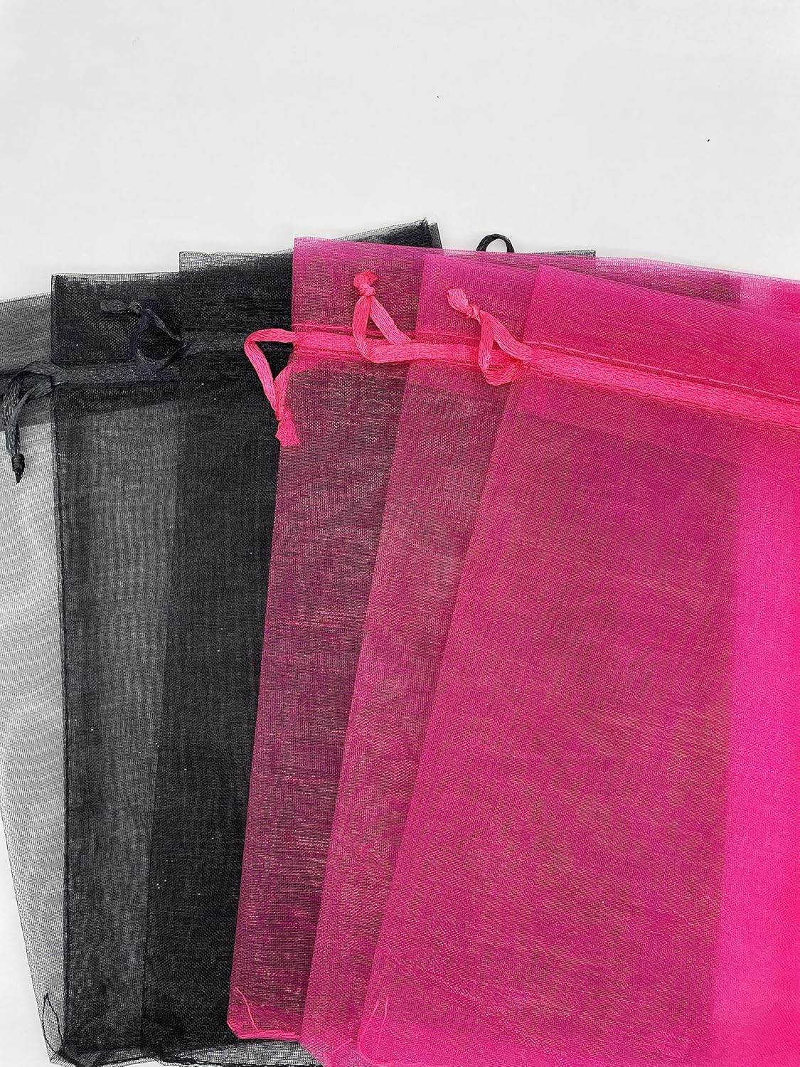 Jexila 100PCS Sheer Organza Bag 5''X7'' Black Mesh Bags Drawstring Gift Bag Small for Jewelry Goodie Candy Wedding Party Favor Pouch Bags (Black) - Image 6