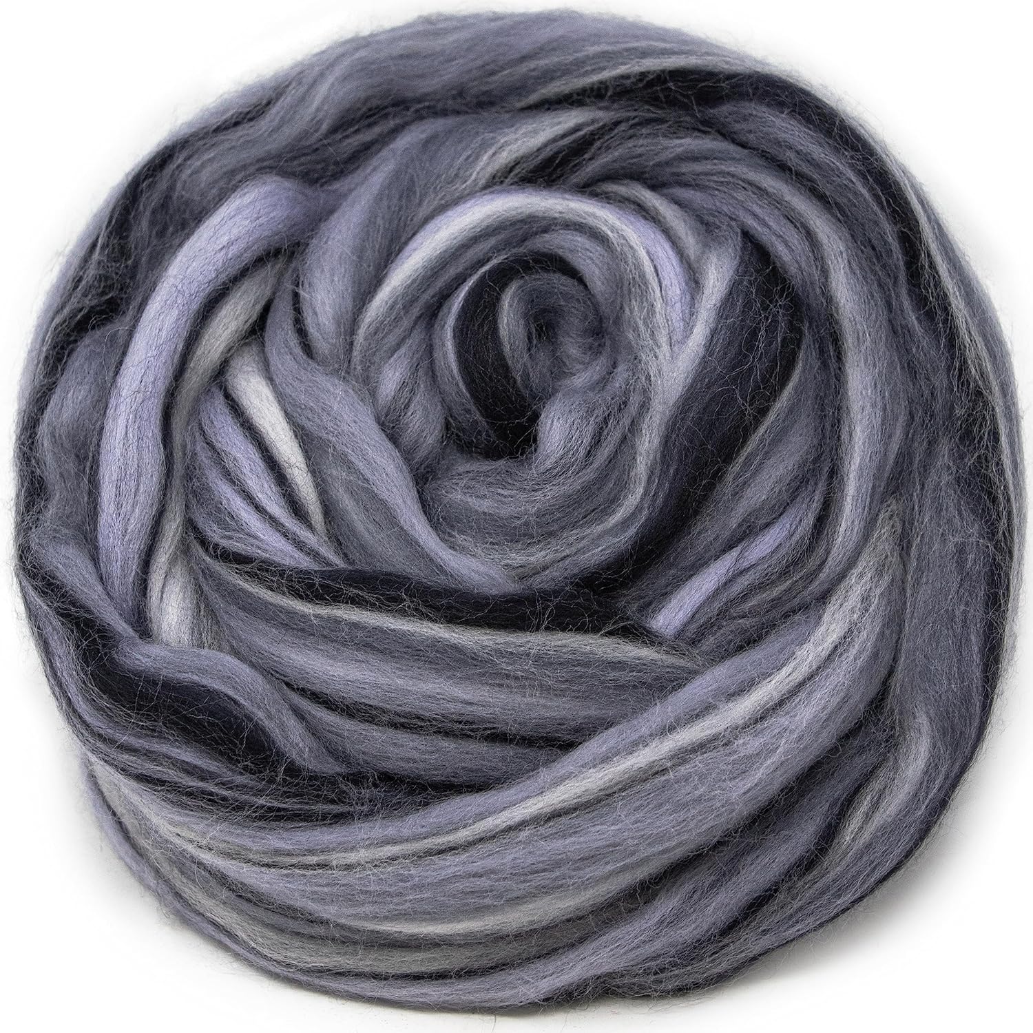 Festival Merino Wool Fiber. Colorful Combed top roving for Hand Spinning, Needle Felting, Wet Felting, soap Making and Dryer Balls. Shades of Gray