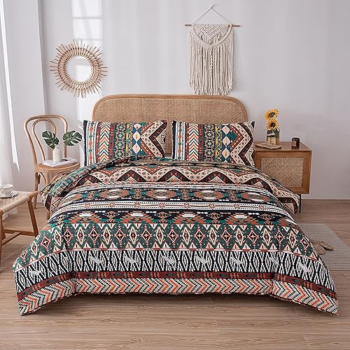 Miniatura 3 de NINENINE Juego de ropa de cama estilo bohemio con 1 edredón y 2 fundas de almohada
