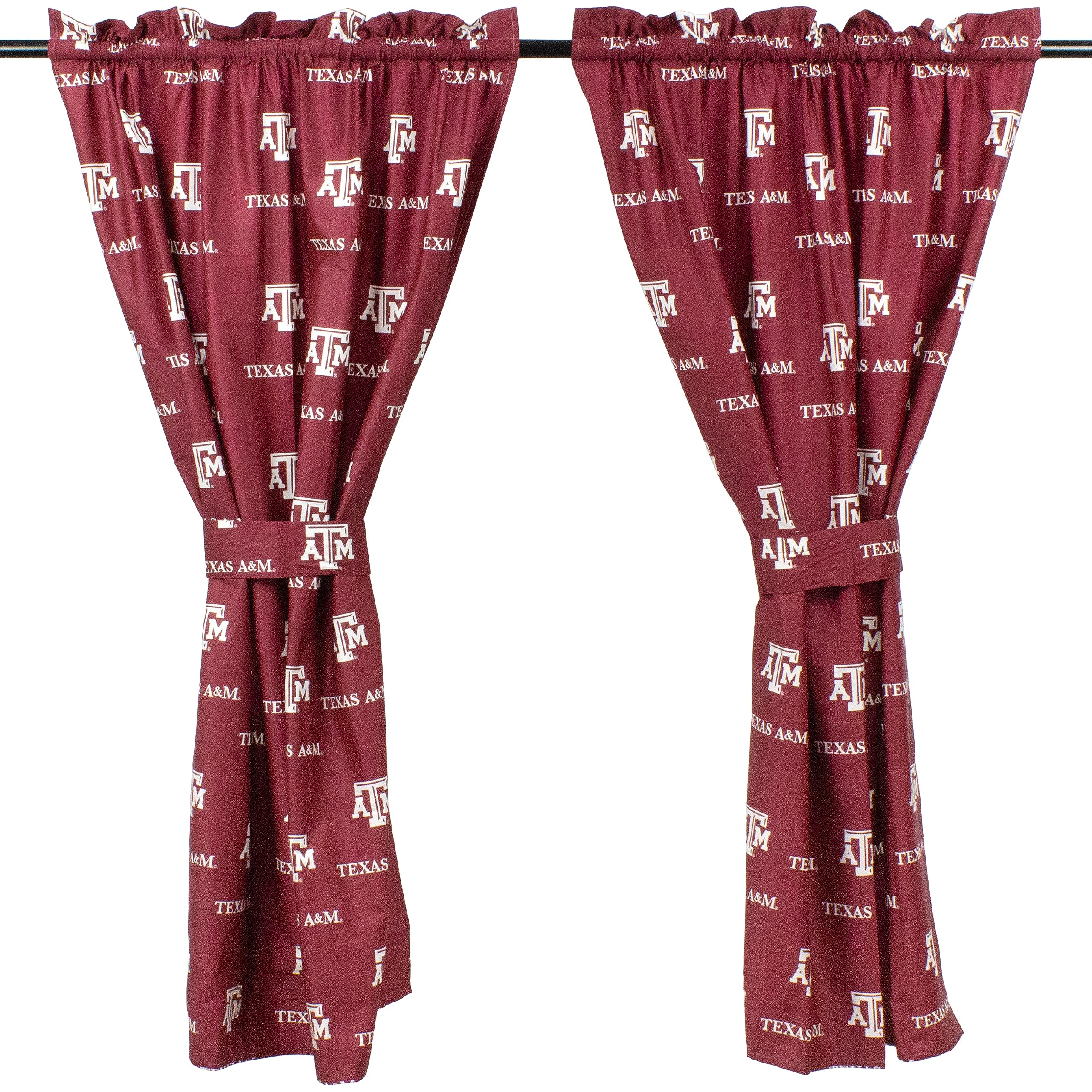 College Covers Everything Comfy Texas A&M Aggies Curtain Panel Set, 2 Panels, 2 Matching Tie Backs, 42 inches Wide by 63 inches Long