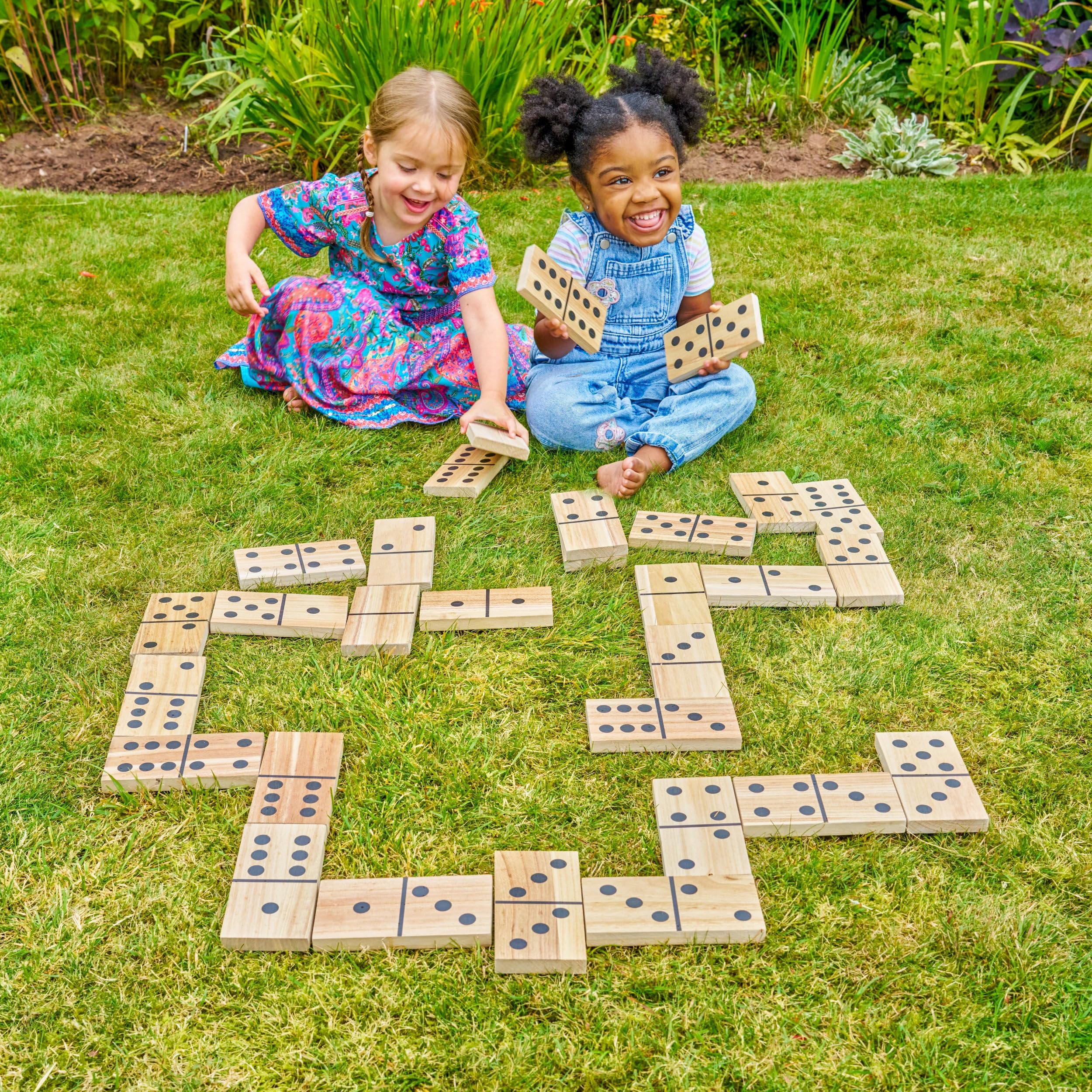 TP Toys Giant Wooden Dominoes Outdoor Family Game for Kids Ages 3+ with 28 Hand-Crafted Premium Tiles for Indoor or Outdoor Play made with FSC Wood - Image 2