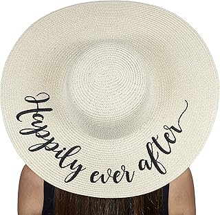 Best Womens Embroidered Straw Sun Hat Bridal Shower Gift Bachelorette Honeymoon Review 