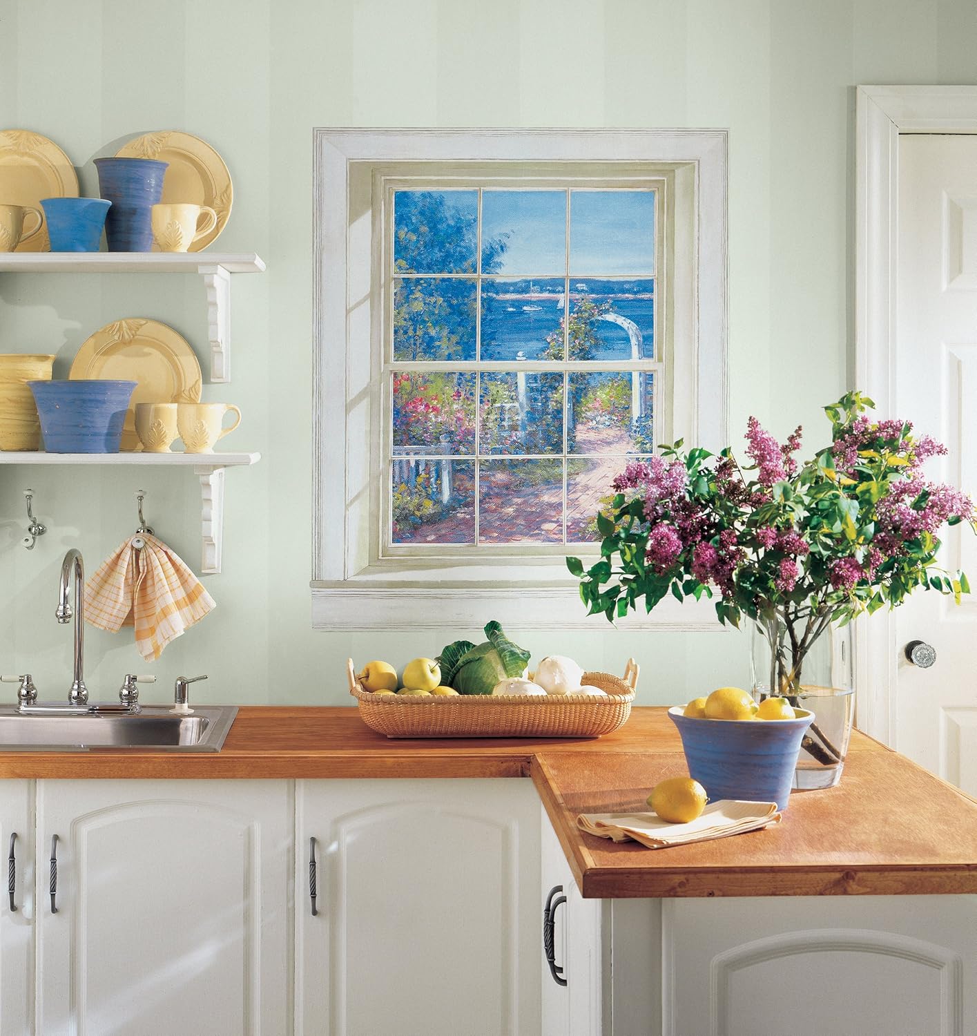 RoomMates York Wallcoverings UR2145M Trompe L'Oiel Harbor View Wall Accent, Mural