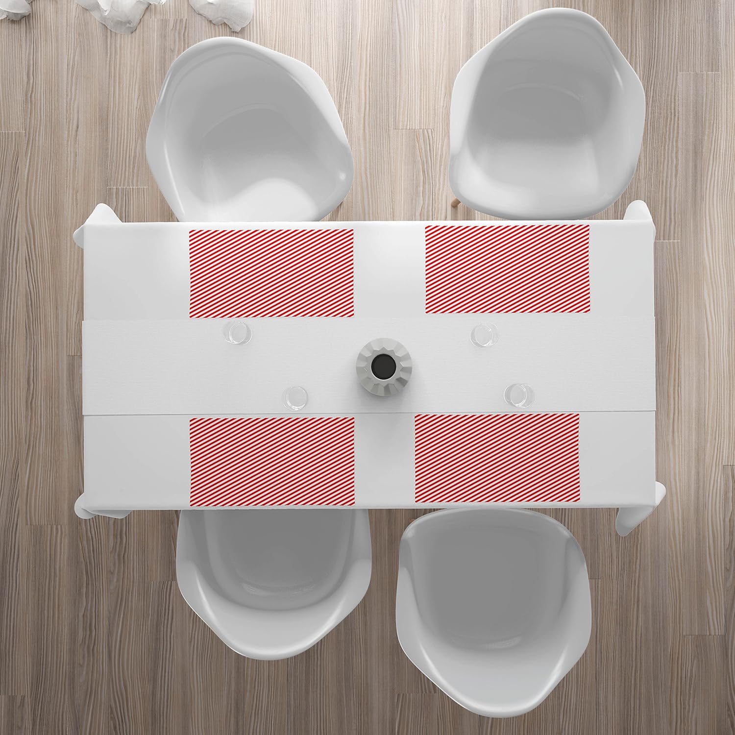 Ambesonne Candy Cane Place Mats Set of 4, Diagonal Red Lines Christmas Celebration Themed Geometric Arrangement, Washable Fabric Placemats for Dining Table, Standard Size, Orange and White
