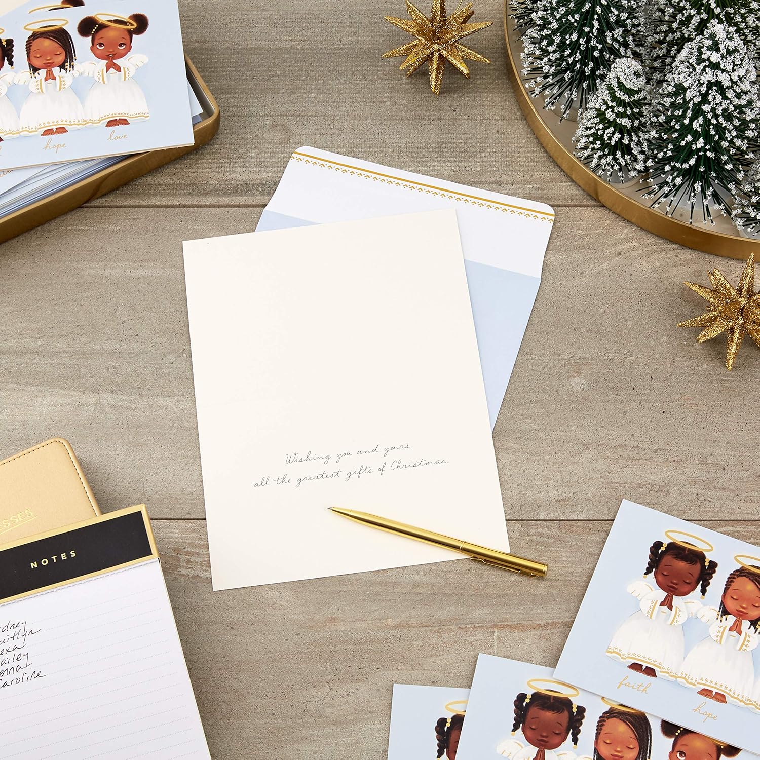 Hallmark Mahogany Boxed Christmas Cards, Three Angels (16 Cards and 17 Envelopes) - Image 2