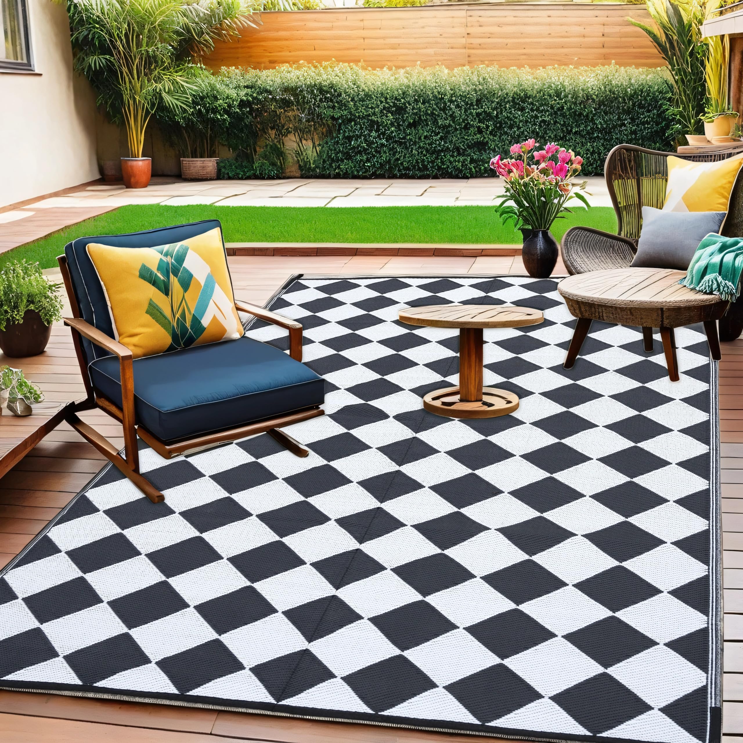 Waterproof Outdoor Rug for Patio Clearance Reversible Mats Modern Area