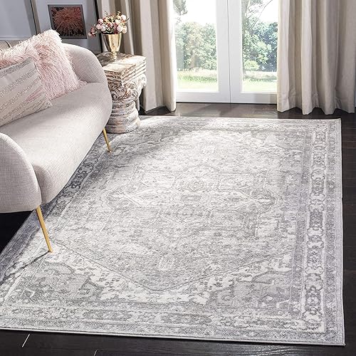 SAFAVIEH Brentwood Collection BNT852B - Alfombra decorativa para sala de estar, dormitorio, no desprende pelusa, 2 pies x 4 pies, color crema y gris