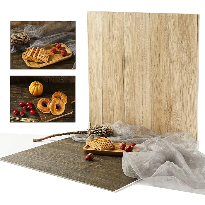 Buy BEIYANG 2PCS Backdrop Boards Photography for Flat Lay, 24x24IN Wooden Waterproof Realistic