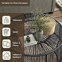 Vista 8 de Furniture of America Ysar - Mesa de centro redonda de ratán bohemio para exteriores con marco de metal, resistente a todo tipo de clima y al óxido