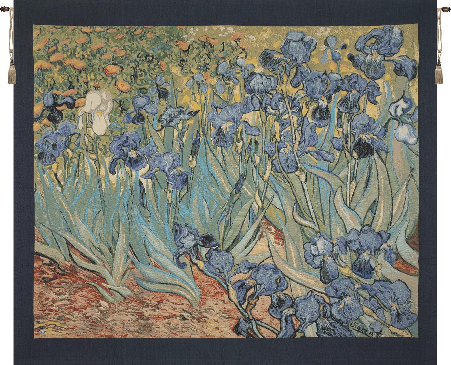 Charlotte Home Furnishings Inc. Iris Small By Van Gogh Italian Tapestry Wall Hanging 25 X 35 Inch Viscose Cotton And Polyester Blend Wall Art Perfect Wall Decor By Vincent Van Gogh