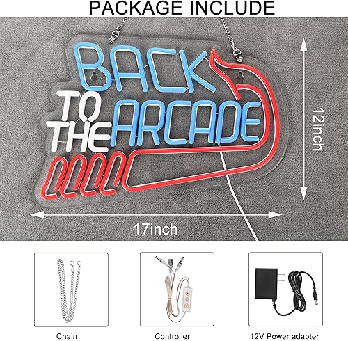 Miniatura 2 de Letreros de neón de Back to the Arcade para sala de juegos, club, dormitorio, letrero de luces de neón para oficina, hotel, pub, cafetería, cerveza,