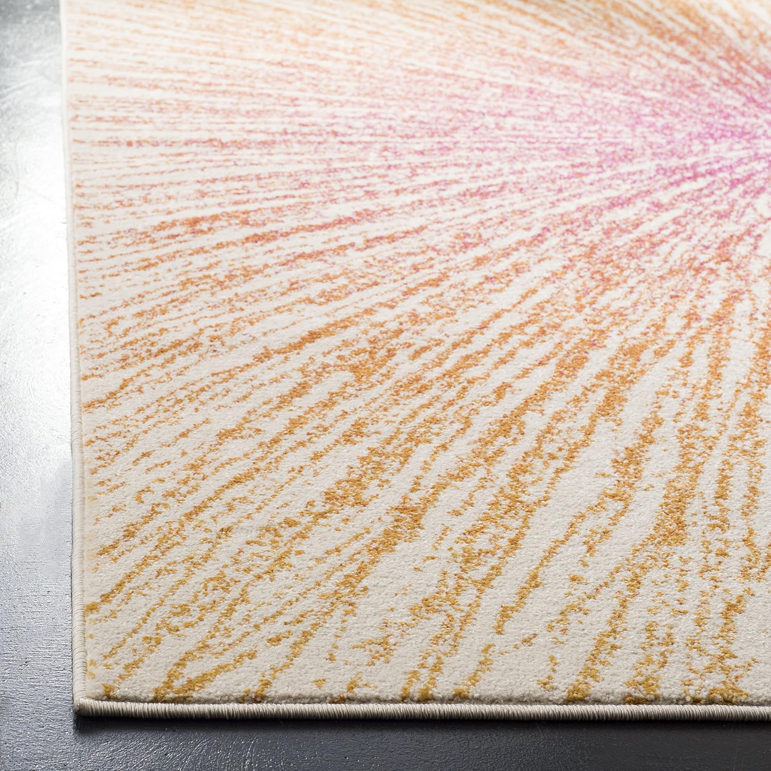 SAFAVIEH Evoke Collection 5'1" x 7'6" Fuchsia/Cream EVK228R Abstract Burst Non-Shedding Living Room Bedroom Area Rug