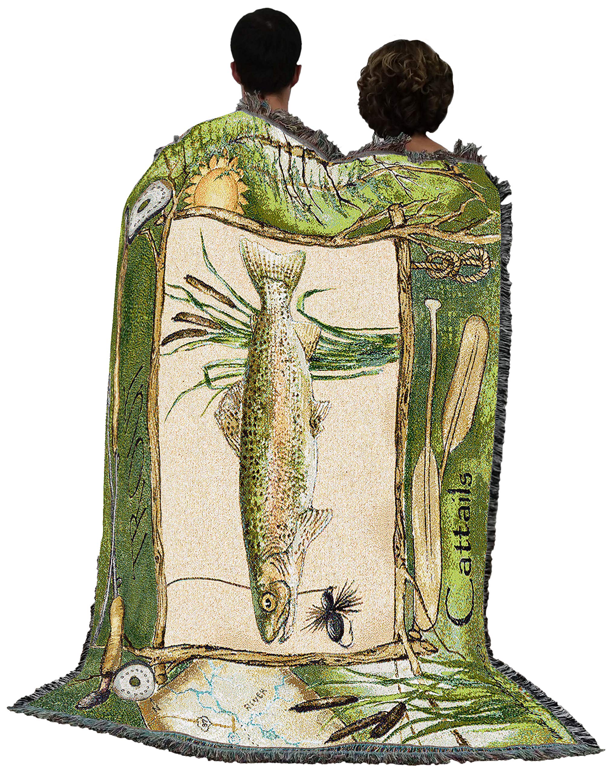 Pure Country Weavers „Gone Fishing“ Decke – Gewebte Baumwoll-Tapisserie Für Angler & Gemütliche Stunden