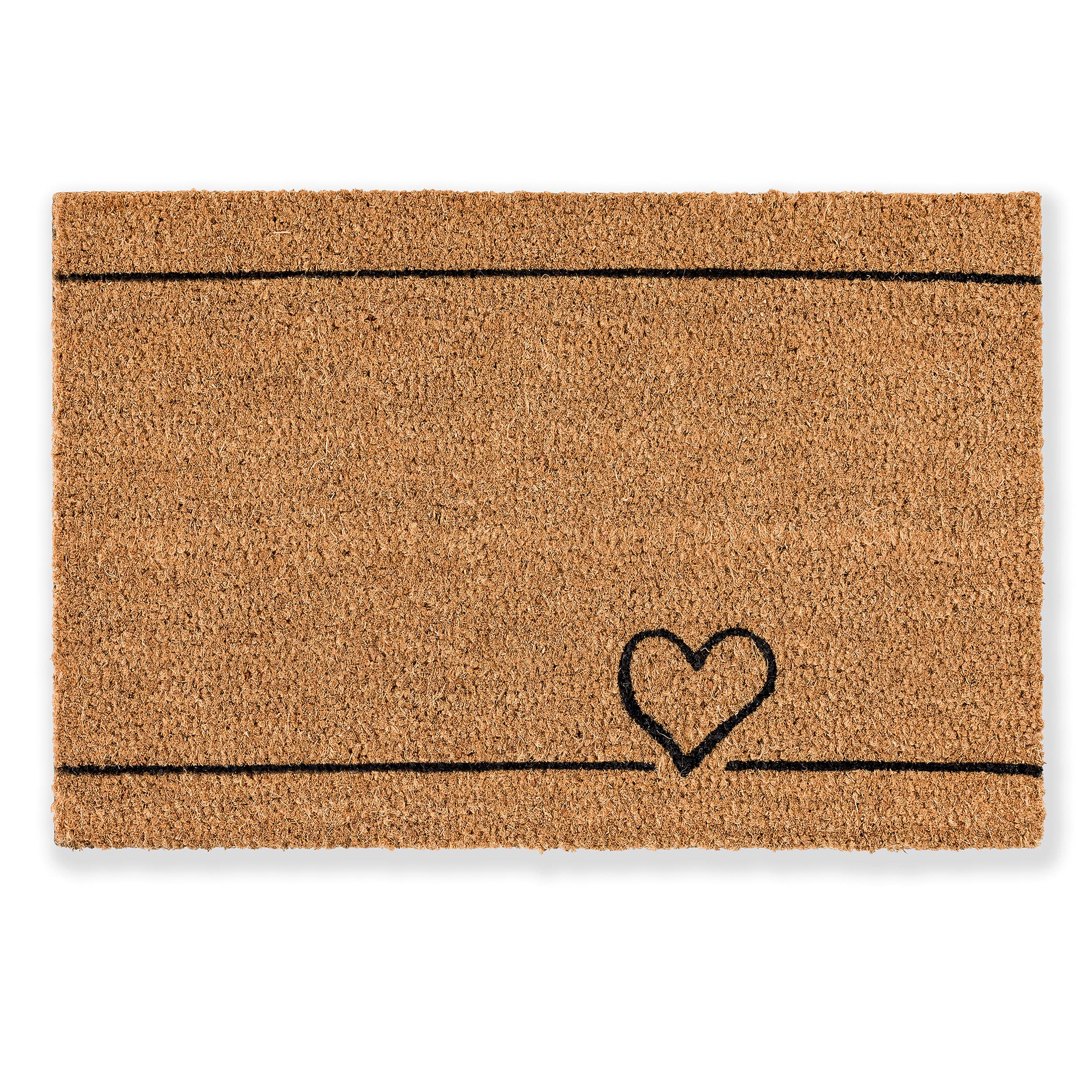 Carpido Felpudo diseño líneas corazón Coco - Pista Limpia 40x60 cm - Felpudo Interior - Felpudo Coco Antibacteriano - Material Natural