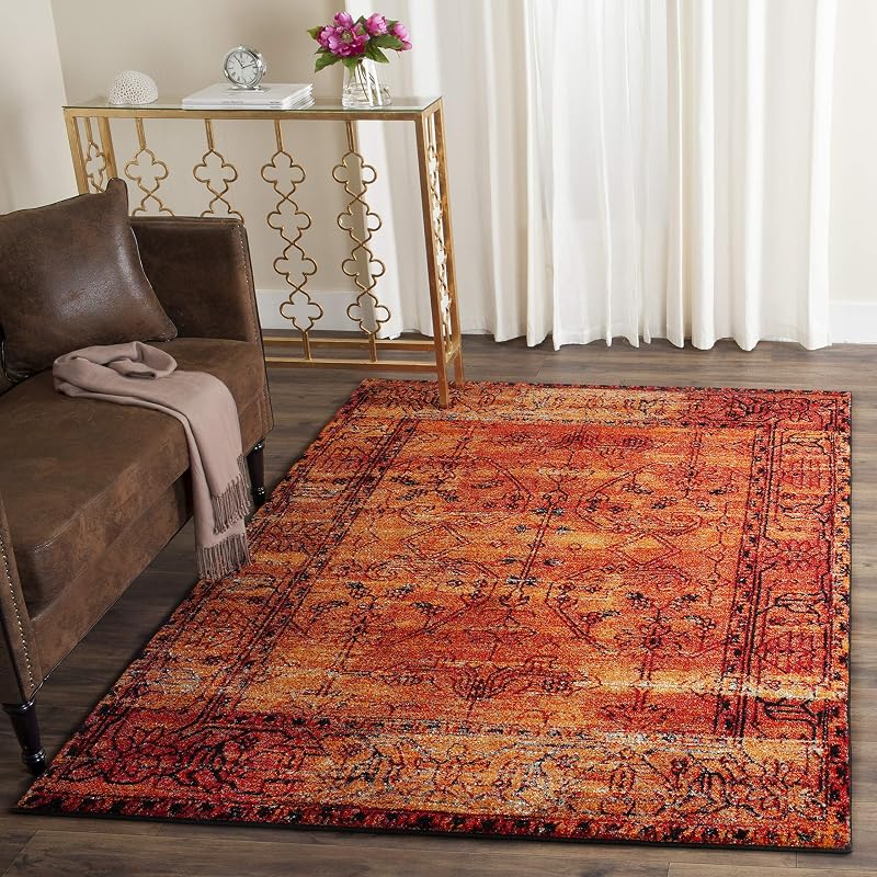 SAFAVIEH Vintage Hamadan Collection Accent Rug - 2'3" x 4', Orange, Oriental Persian Design, Non-Shedding & Easy Care, Ideal for High Traffic Areas in Entryway, Living Room, Bedroom (VTH216C)