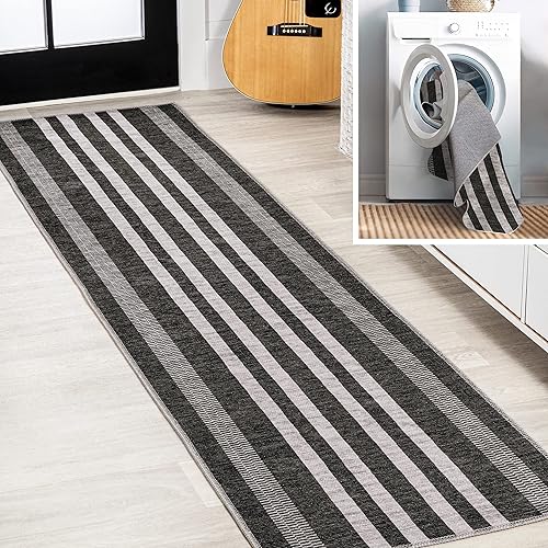 Eyely HSW122A-28 - Alfombra de pasillo para interiores con diseño geométrico a rayas Vichy, rústica vintage, clásica, dormitorio, cocina, sala de