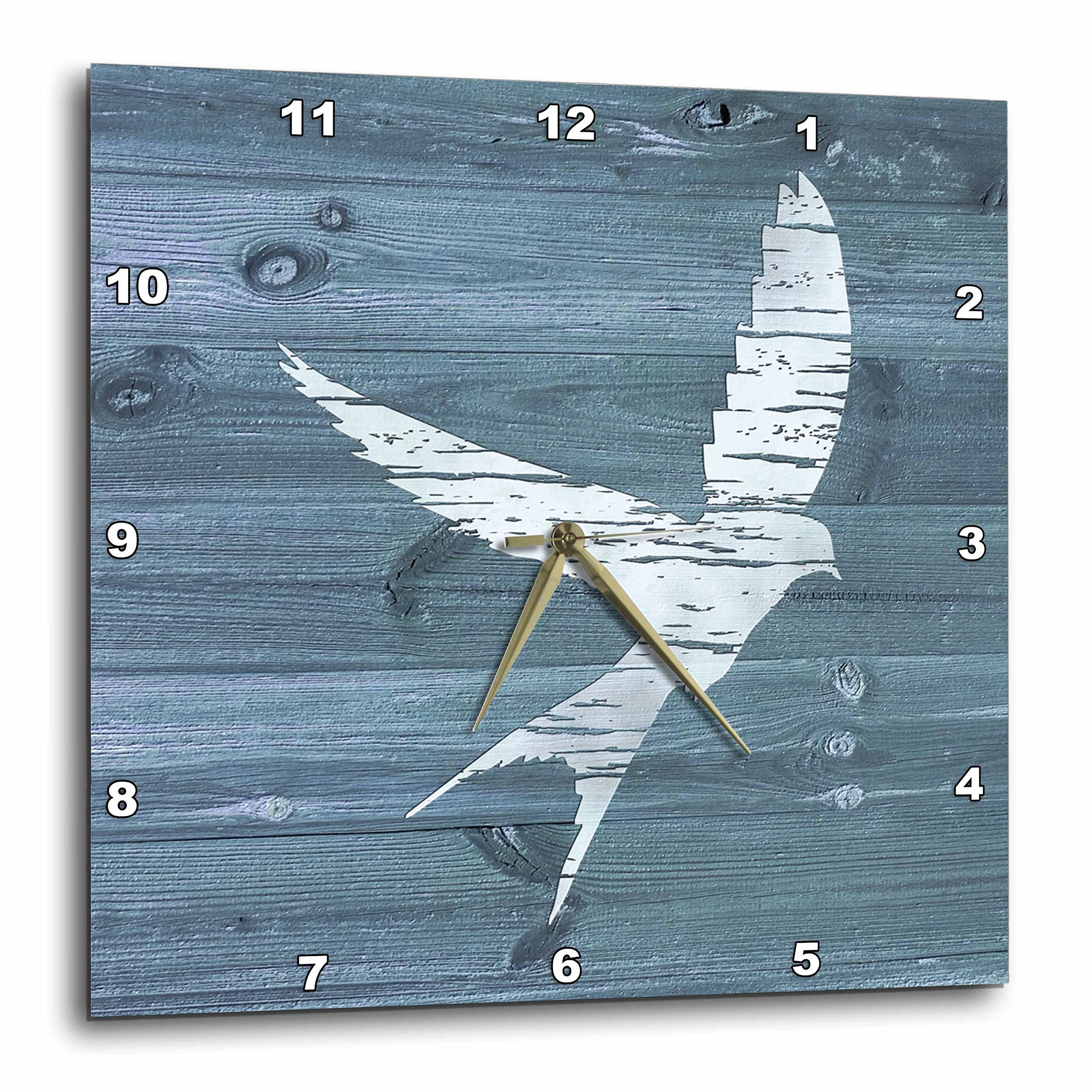 Horloge murale hirondelle 3dRose pendule bleue effet bois 10 pouces