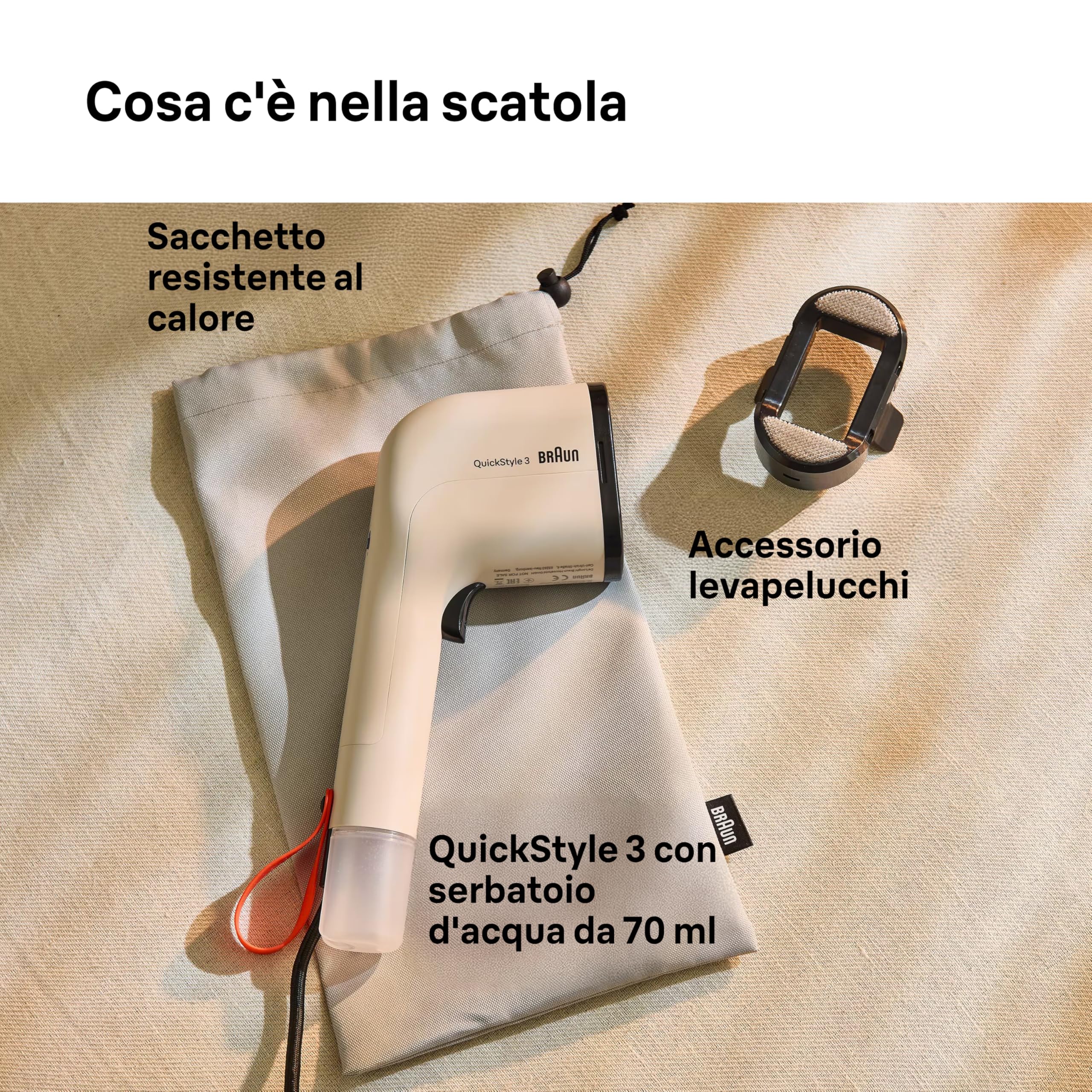 Braun QuickStyle 3 Ferro a Vapore Verticale 1100W 20g/min 70ml Beige