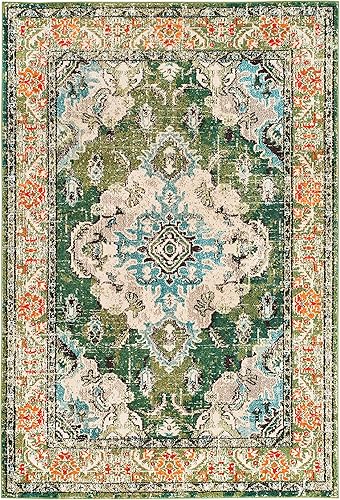 Miniatura 406 de Safavieh Tapete de área grande, colección Monaco, 11 pies x 15 pies, azul marino y celeste, diseño desgastado de medallón, no desprende pelusa