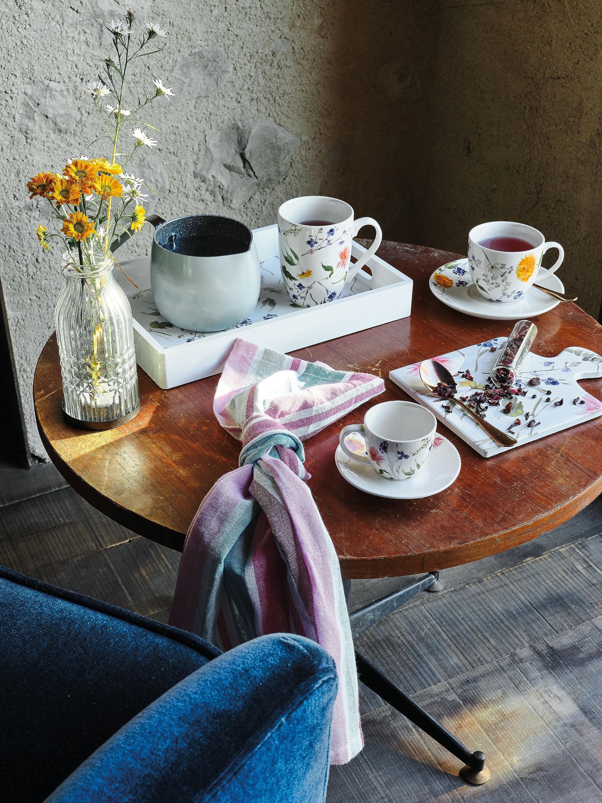 Tognana Audrey, Set 6 Tazzine Caffè con Piatto, New Bone China, Multicolore