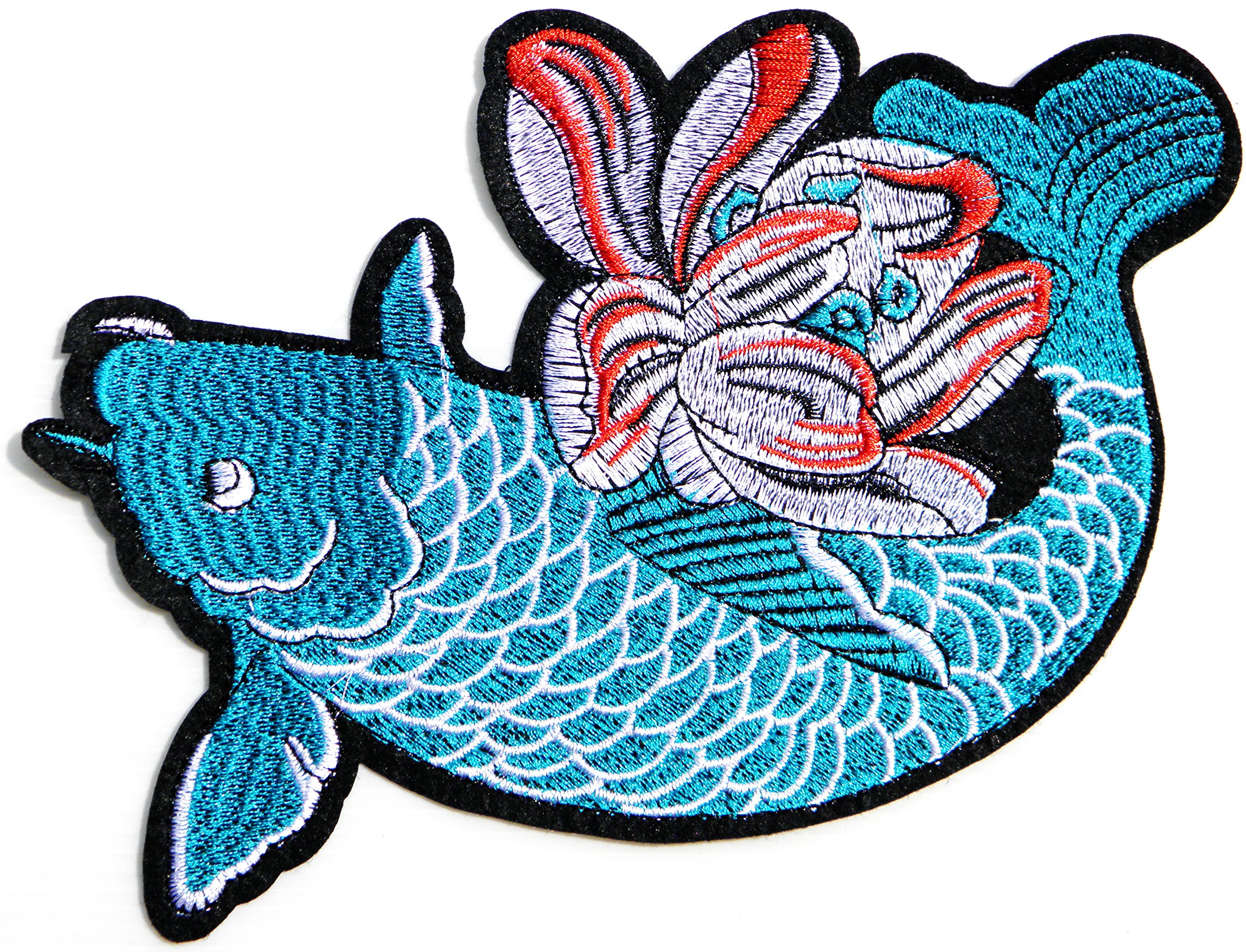 Buy Japanese Koi Carp Fish Embroidered Iron / Sew On Patch Motorcycle Jacket Badge Online In India - Foto 3