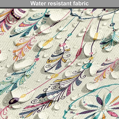 Miniatura 560 de Lunarable - Tela para amantes de perros de The Yard, patrón divertido de animales de dibujos animados en posiciones caprichosas estirando y Beige y