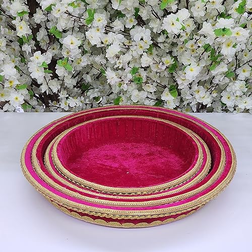 AtoZ India Cart - Bandeja decorativa para boda bandeja de terciopelo para regalo bandeja de compromiso bandeja de Nikkah bandeja india bandeja de