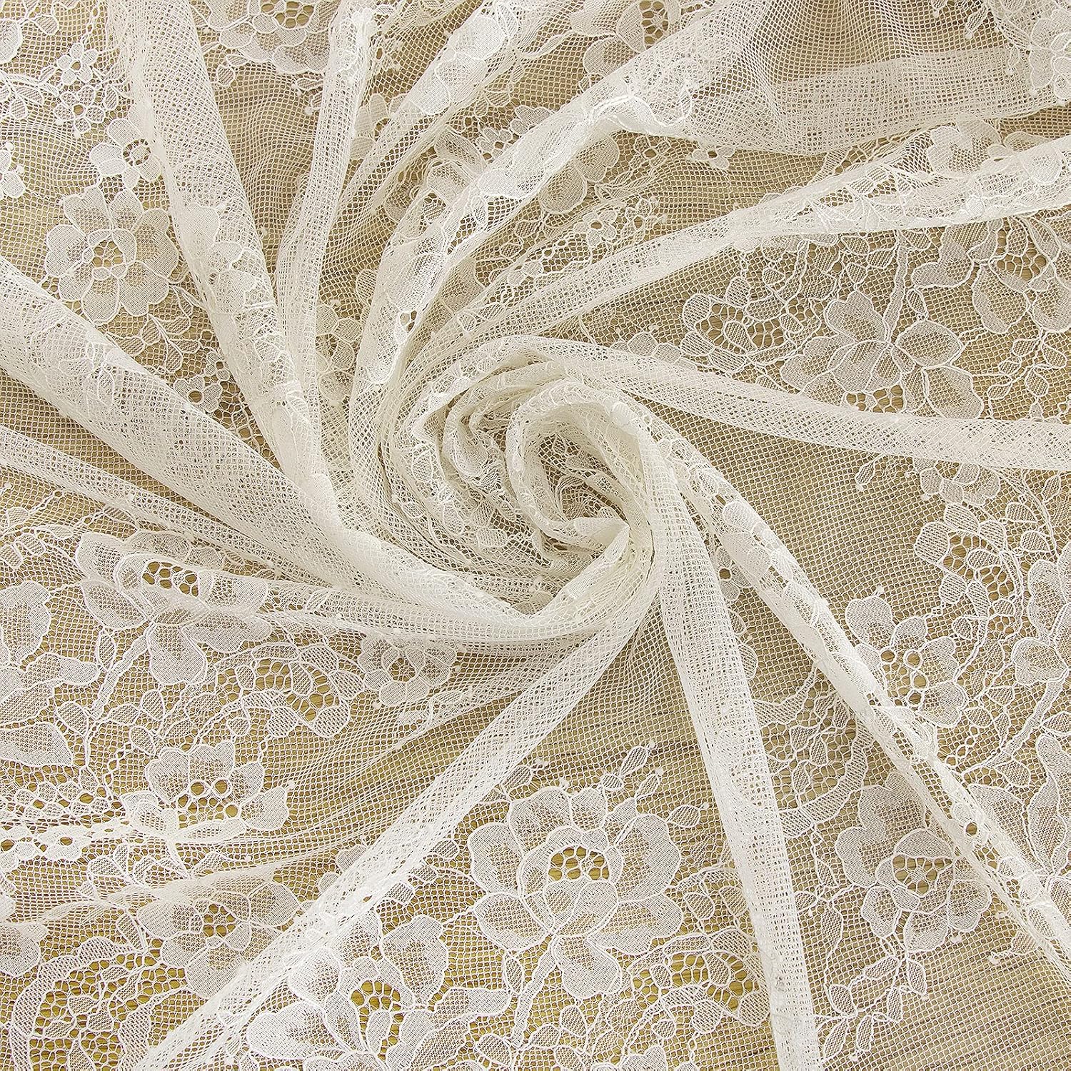 SoarDream Ivory Lace Tablecloth - 60x120 Inches, 4-Piece Set, Vintage Lace Overlay, Rectangle, Outdoor Party & Event Decoration