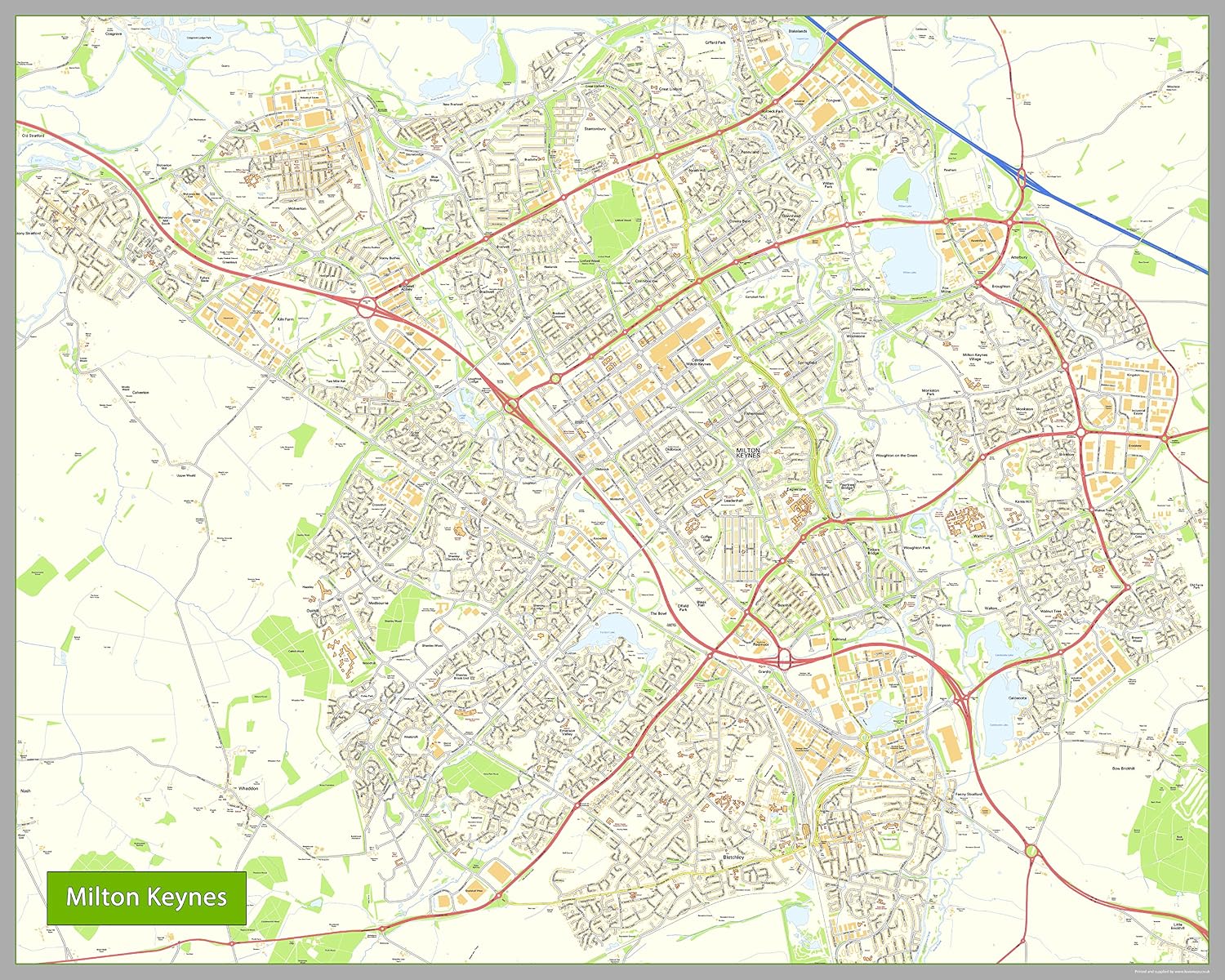 British Street Map Milton Keynes Size 200 x 160cm Paper