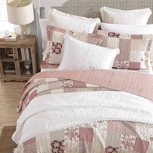 Miniatura 2 de Laura Ashley - Juego de edredón individual, ropa de cama reversible de algodón con funda a juego, decoración del hogar inspirada en retazos (Celina