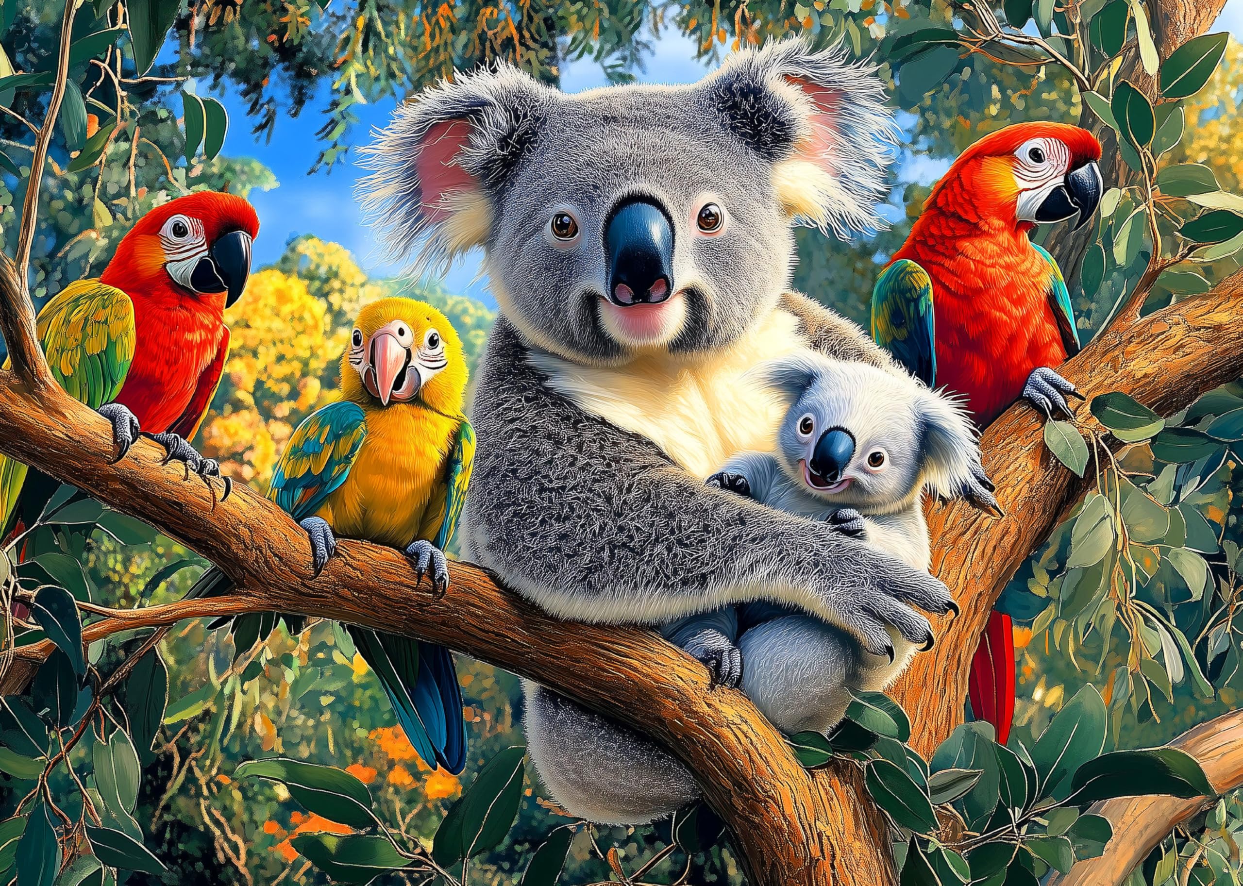Puzzle für Erwachsene 1000 Teile Koala Papagei 70 x 50 cm Puzzles für Erwachsene Pädagogisches Spiel Herausforderung Spielzeug 1000 Teile Puzzles für Erwachsene Kinder