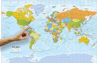 ORBIT Globes & Maps - Politische Weltkarte in deutsch als Poster, ca. 88x58cm, Aktuell 2025, Karte der Welt, Maßstab 1:46.400.000 Mio.