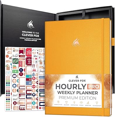 Clever Fox Hourly Planner PRO Premium – Undated Schedule Planner with Daily Time Slots – Personal Organizer Notebook for T...