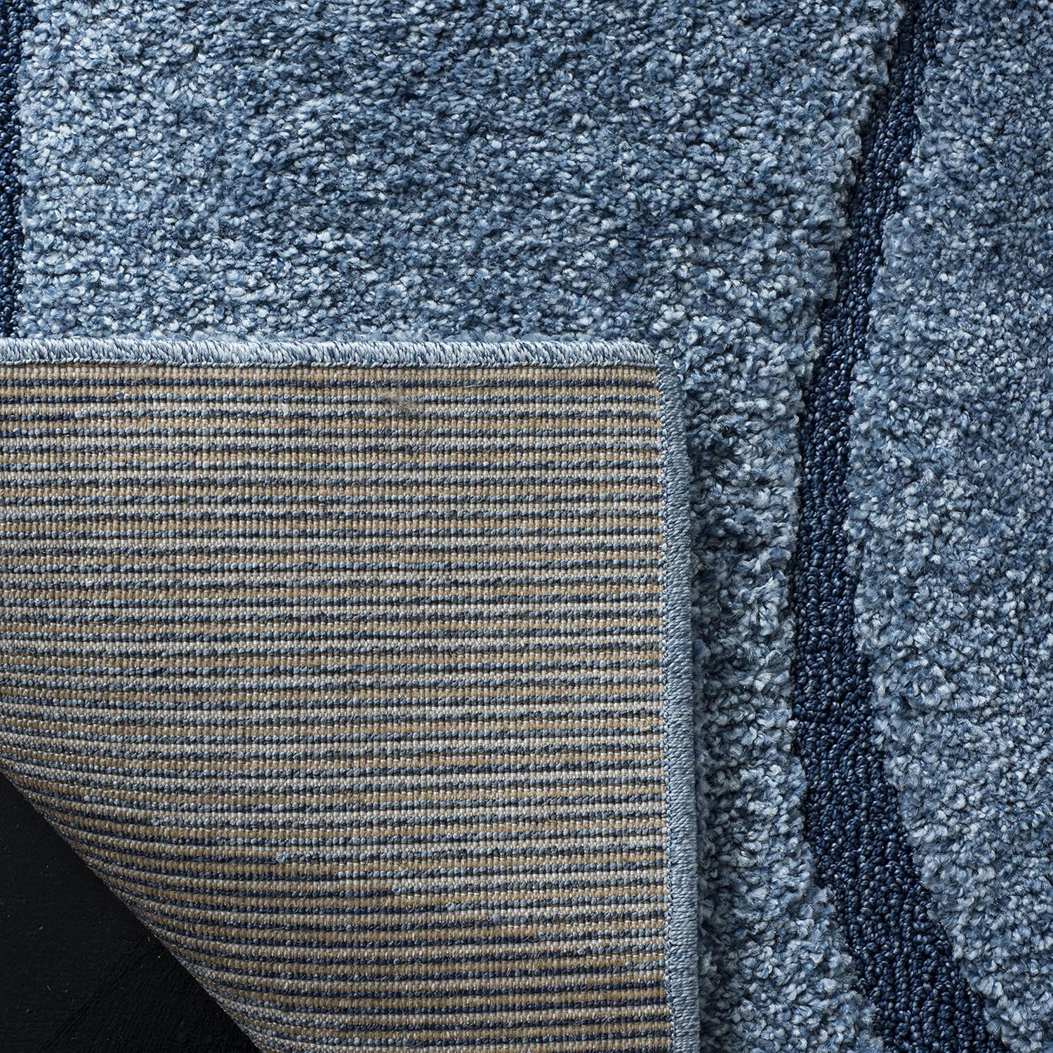Safavieh Florida Shag Collection Area Rug - 2' x 3', Light Blue/Blue, Geometric Design, Plush 1.2 Inch Thick Ideal for High Traffic Areas in Living Room, Bedroom, Dining (SG471-6065)