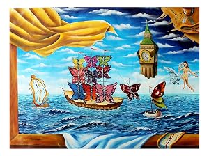 Eugene Poliarush Original Oil on Canvas Timeless Ocean Only one of Kind Hand-Signed Surrealist Ocean Fine Art