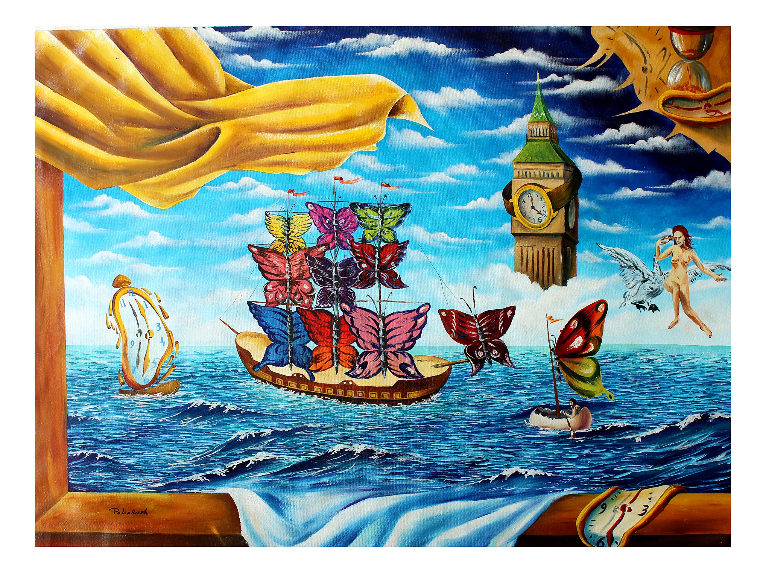 Eugene Poliarush Original Oil on Canvas Timeless Ocean Only one of Kind Hand-Signed Surrealist Ocean Fine Art