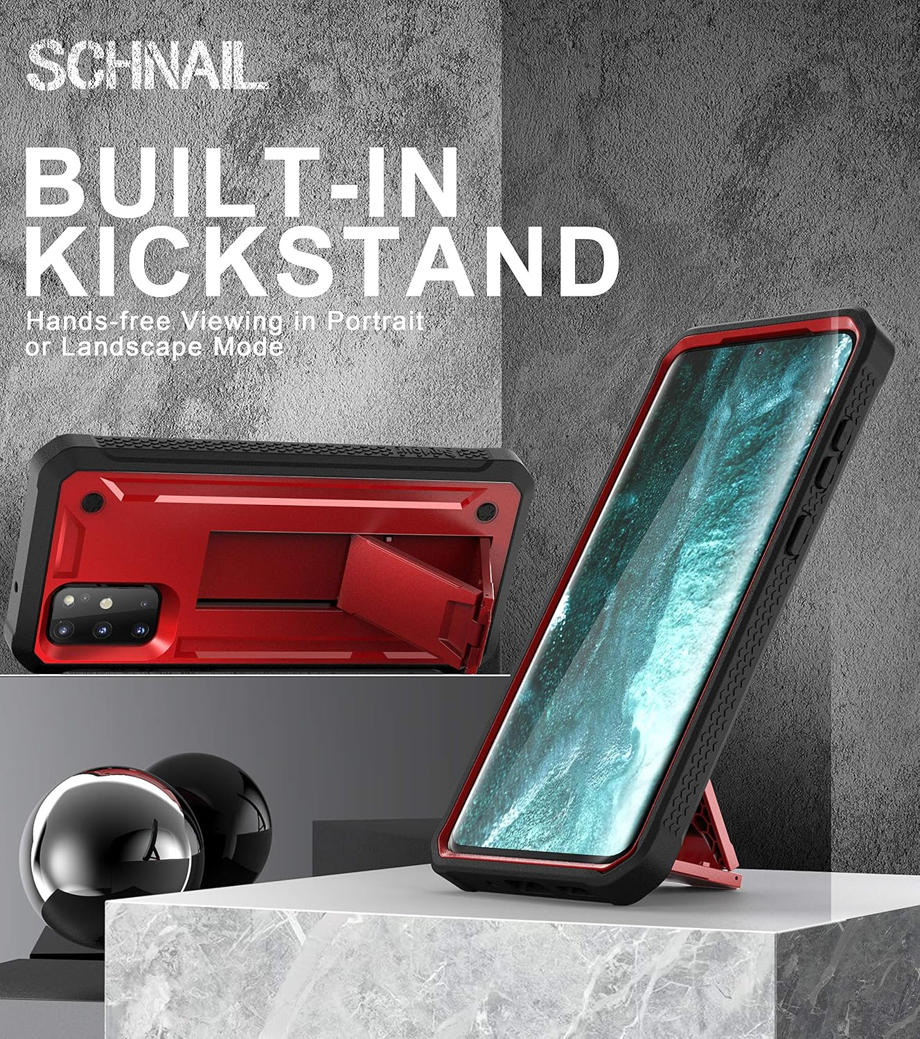 Blасk Frіdау 🔥 Schnail Titan for Galaxy S20 Plus Case, Military Grade Drop Tested Heavy Duty Full Body Protective Case with Kickstand - Red/Black 🔥 Flаѕh Sаlе Schnail Titan for Galaxy S20 Plus Case, Military Grade Drop Tested Heavy Duty Full Body Protective Case with Kickstand - Red/Black