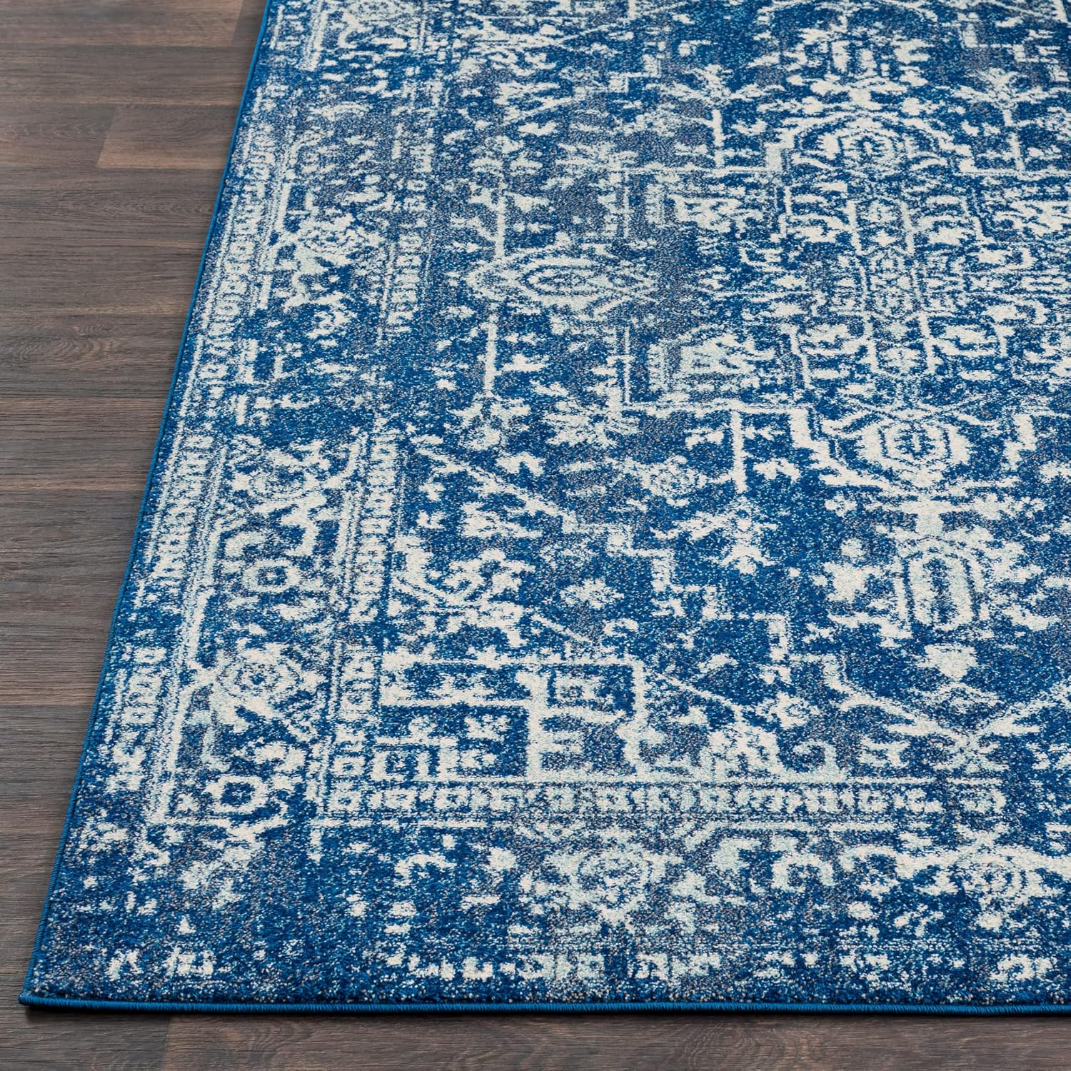 Livabliss Vintage Medallion 5'3" x 7'3" Dark Blue Area Rug