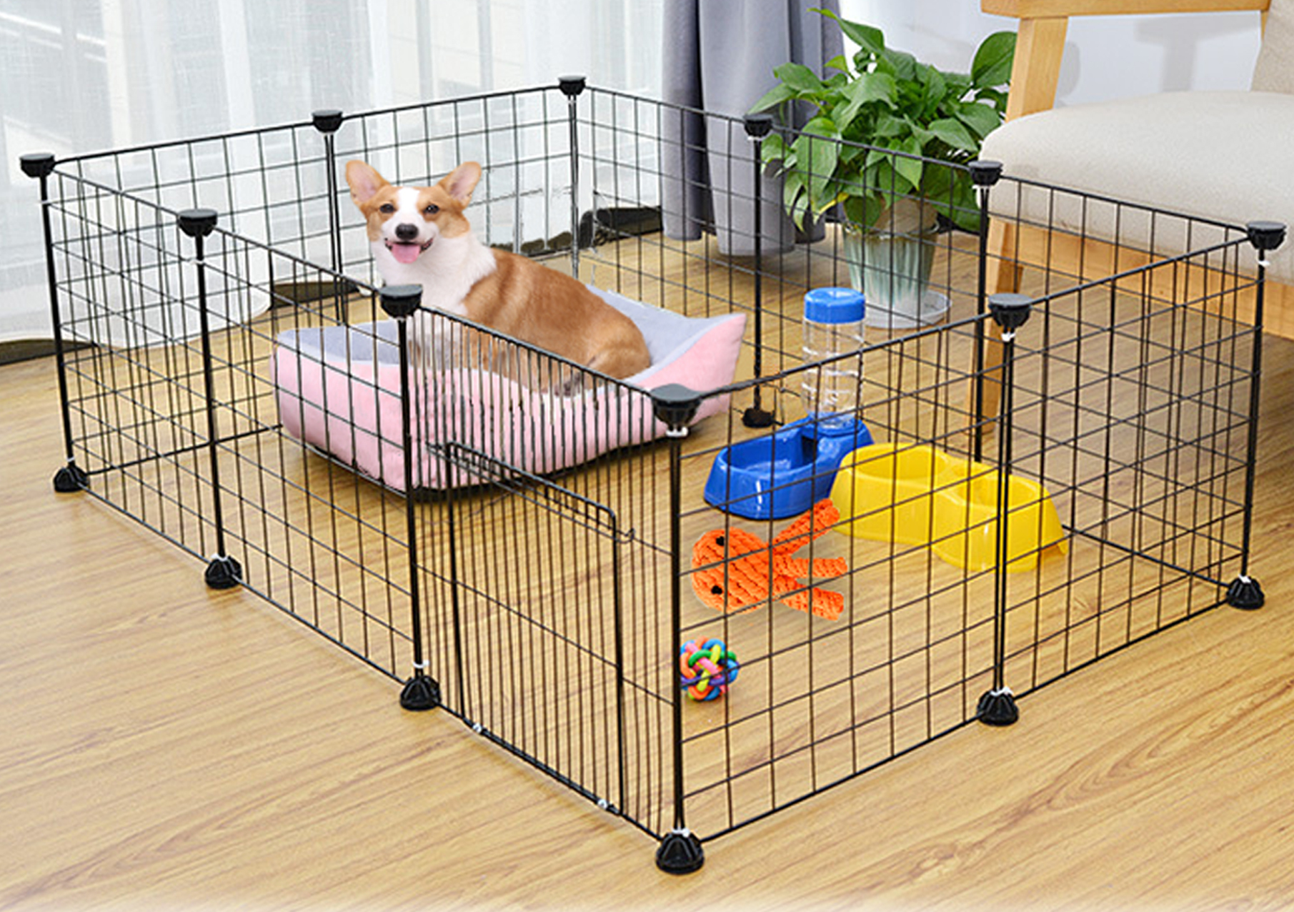 EMYSSA Pet Puppy Playpen with Gate, Small Animal Dog Pen Kennel Indoor Outdoor Foldable 42‘’x42''/53.1''X53.1''Play Yard… - Image 8