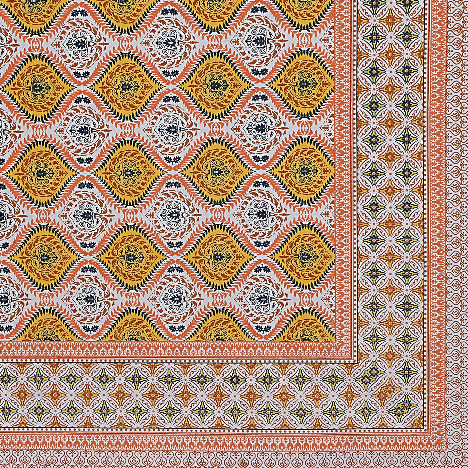 Soft Cotton King Size Bedsheet for Double Bed with 2 Pillow Covers 280 TC Flat Sheet Jaipuri Print Double BedSheet Cotton(Size 100 X 108 Inches) (Multicolor-03)