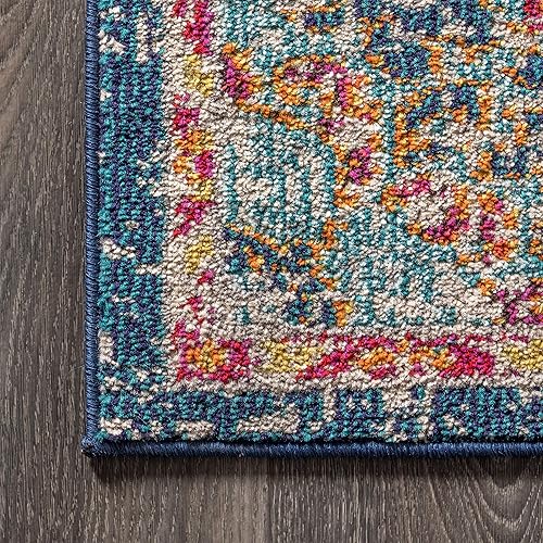 Miniatura 5 de JONATHAN Y BMF101A-4 - Alfombra bohemia estilo bohemio vintage tradicional para interiores, diseño floral, fácil de limpiar, alto tráfico, para