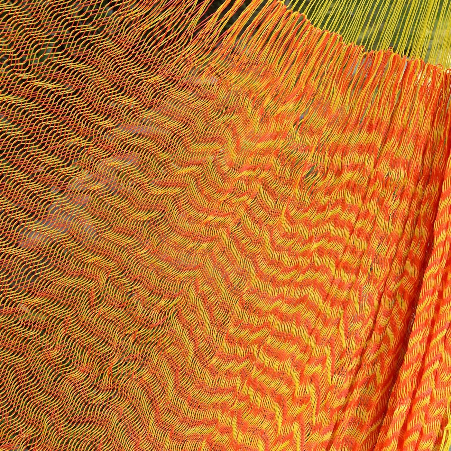 NOVICA Bright Orange Yellow Hand Woven Nylon Mayan 2 Person XL Rope Hammock, 'Daffodil Dreams' (Double)