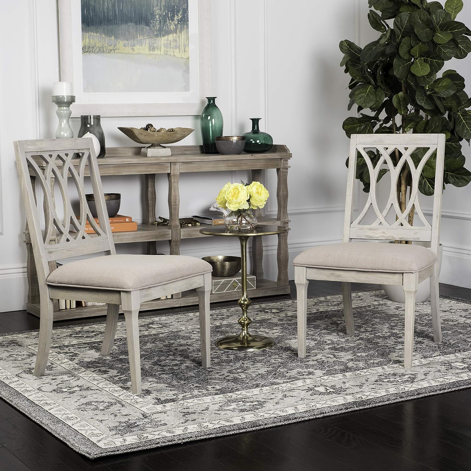 Safavieh Home Collection Selena Beige and Rustic Grey Side Chair (Set of 2)