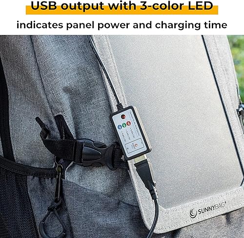 Miniatura 5 de Sunnybag Explorer+  Mochila solar con panel solar extraíble de 6 vatios  Puerto USB  Incluye compartimento para portátil de 15.6 pulgadas  15 litros