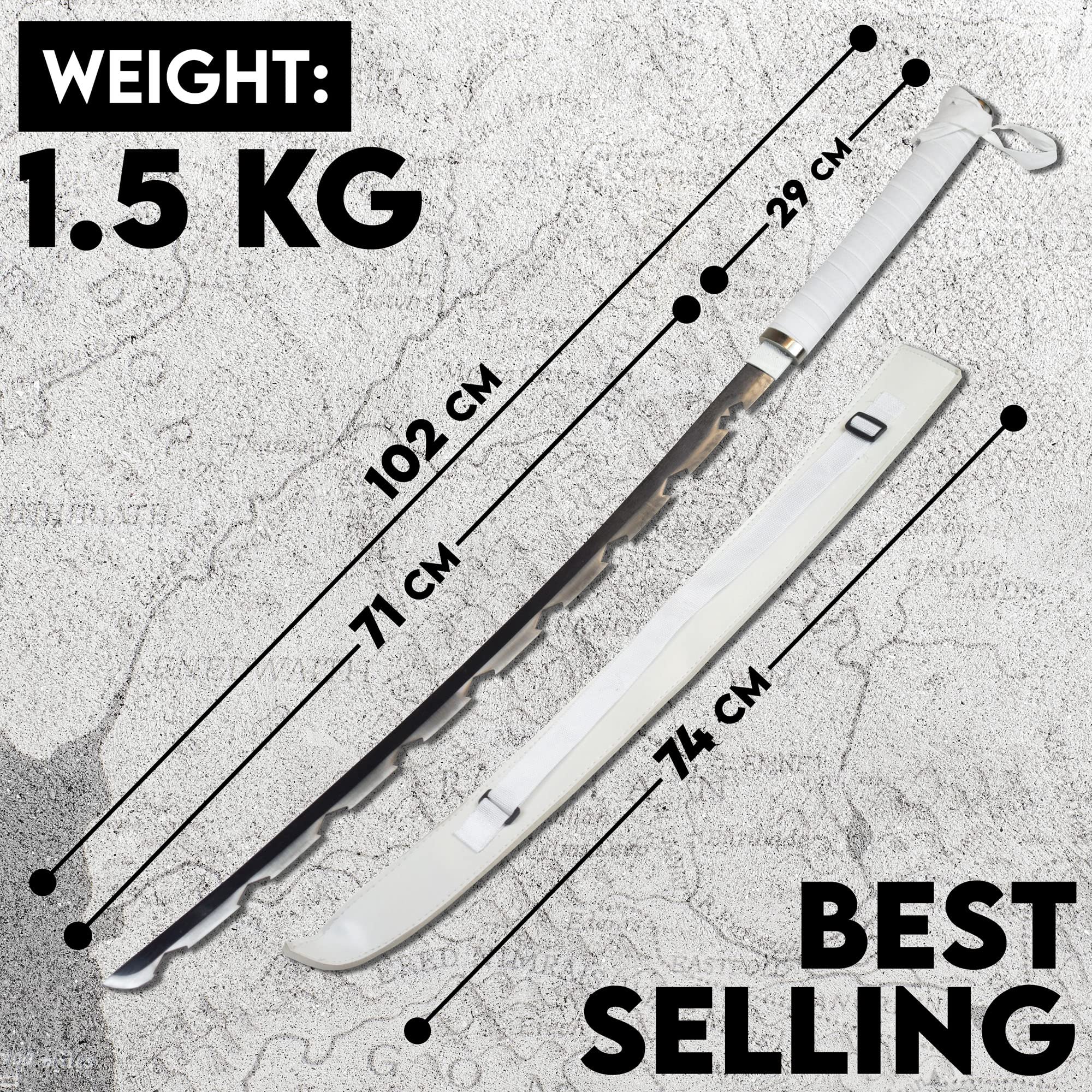 Swords and more Demon Slayer - Hashibira Inosuke Schwert, Nichirin, Karbonstahl, 102 cm, Samurai Schwerter, Demon Slayer Schwert für Dämonentöter Kostüm & Anime Geschenke